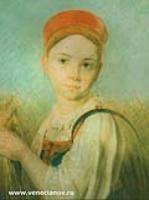 Крестьянская девушка с серпом во ржи. 1820-е