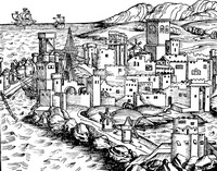 Гравюра 1493 г. к описанию острова Родос
